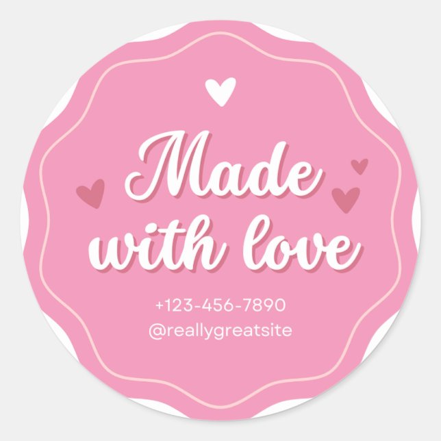 Classic Round Stickers Made With Love (Front)