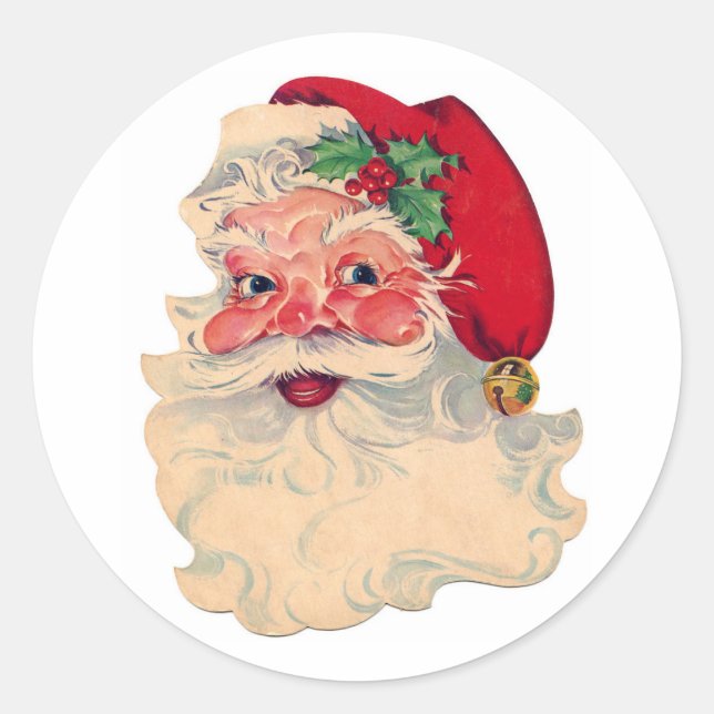 CLASSIC ROUND STICKERS RETRO Santa Claus (Front)
