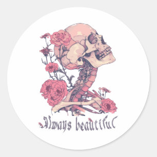 Classic round stickers. Skeleton with flowers. Pi Sticker