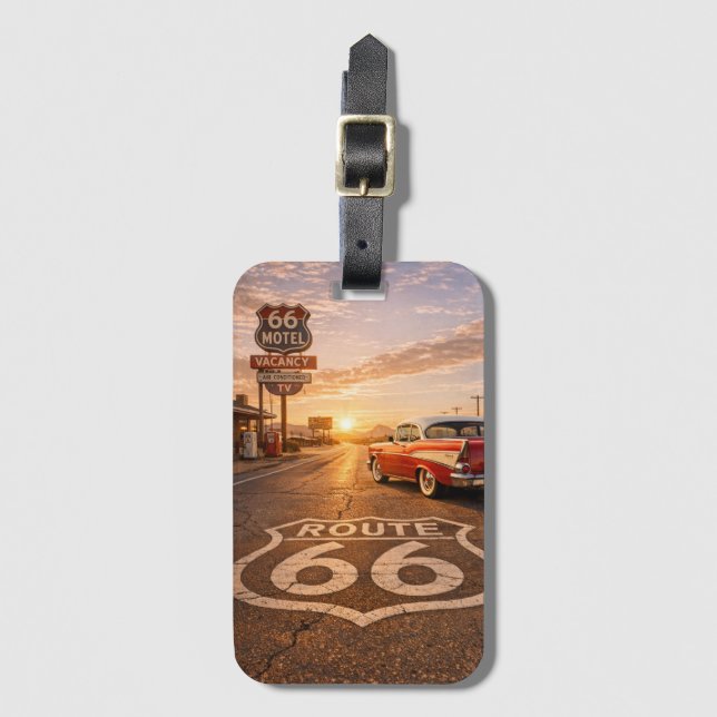 Classic Route Sixty Six Sunset Road Luggage Tag (Front Vertical)