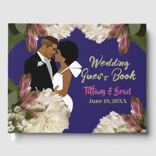 Classic Royal Blue African American Wedding  Guest Book