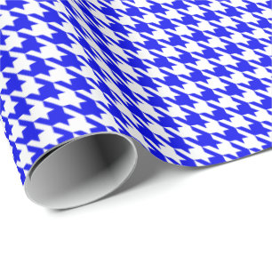 Classic Royal Blue and White Houndstooth Pattern  Wrapping Paper