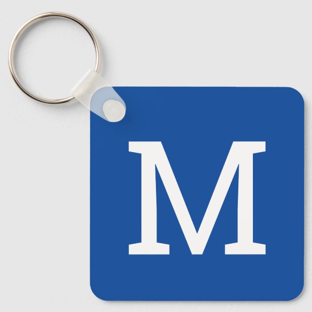 Classic Royal Blue Monogram Personalised Keychain (Front)