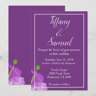 Classic Royal Purple Floral Wedding Invitation