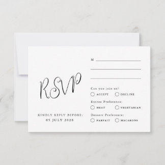 Classic Rsvp card, elegant style, minimalistic