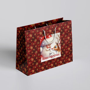 Classic Rudolph and Santa Kids Christmas Holiday   Large Gift Bag