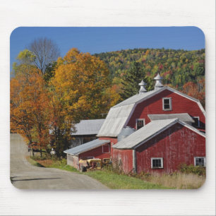 Classic rural barn and road, White Mountain Mouse Mat