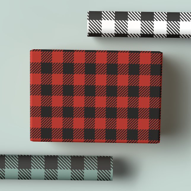 Classic Rustic Buffalo Plaid in Red, Green & White Wrapping Paper Sheet (Creator Uploaded)