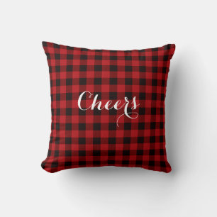 Classic rustic country red black plaid - cheers cushion