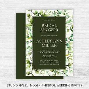 Classic Rustic Floral Border Bridal Shower Invitation