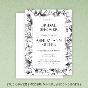 Classic Rustic Floral Border Bridal Shower Invitation