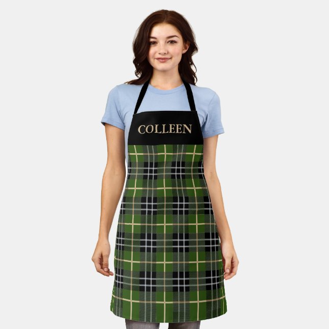 Classic Rustic Green Tartan Plaid Xmas Apron (Worn)