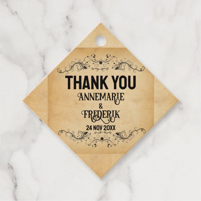 Classic Rustic Parchment Favour Tags (Front)