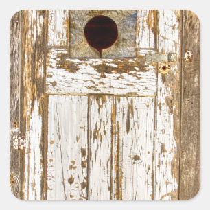 Classic Rustic Rural Worn Old Barn Door Square Sticker