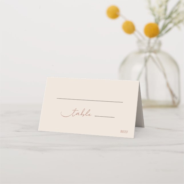Classic Rustic Terracotta Script Modern Wedding Place Card (Front)