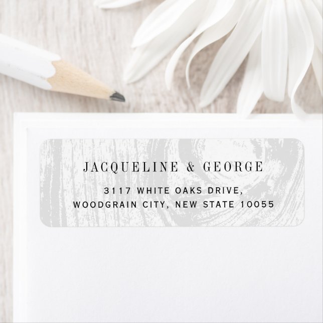 Classic Rustic Wood Grain Winter Wedding Address (Insitu)
