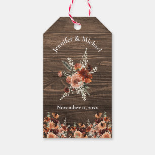 classic rustic wood watercolor fall floral wedding gift tags