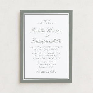 Classic Sage Border Formal Wedding Invitation