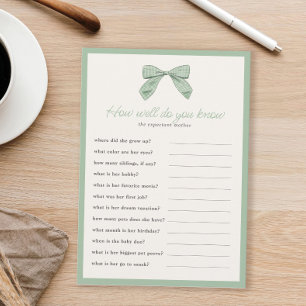 Classic Sage Bow How well do you know Shower Game  Invitation