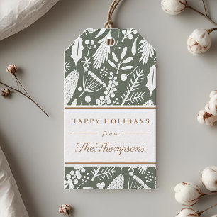 Classic Sage Christmas Foliage Happy Holidays Gift Tags