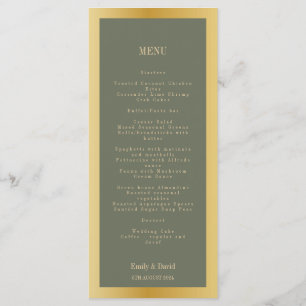 Classic Sage Green and Golden Wedding  Menu