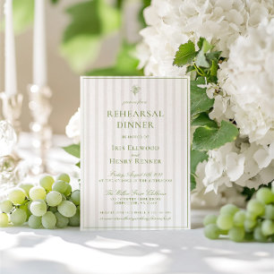 Classic Sage Green & Beige Rehearsal Dinner Invitation