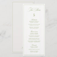 Classic Sage Green & Beige Striped Wedding Menu