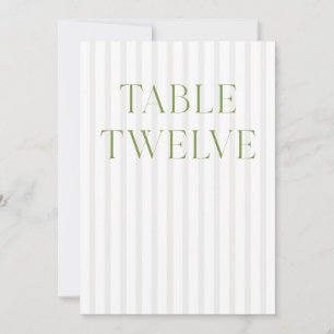 Classic Sage Green & Beige Wedding 12 Table Number