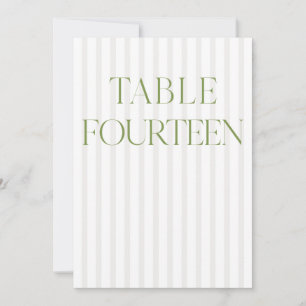 Classic Sage Green & Beige Wedding 14 Table Number