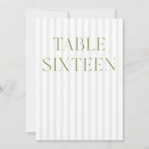 Classic Sage Green & Beige Wedding 16 Table Number