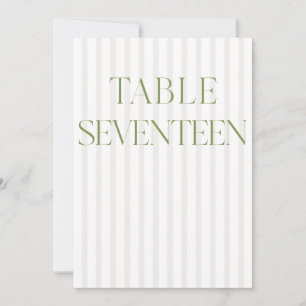 Classic Sage Green & Beige Wedding 17 Table Number