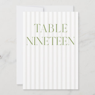 Classic Sage Green & Beige Wedding 19 Table Number