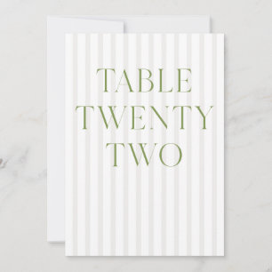Classic Sage Green & Beige Wedding 22 Table Number