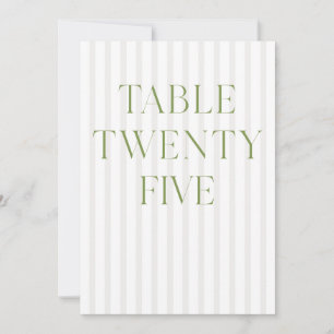 Classic Sage Green & Beige Wedding 25 Table Number