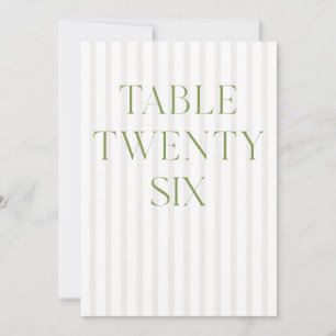 Classic Sage Green & Beige Wedding 26 Table Number