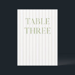 Classic Sage Green & Beige Wedding Table Number<br><div class="desc">This elegant table number features a soft beige striped background with refined sage green serif typography and subtle script accents. Designed for garden weddings, refined receptions, and timeless outdoor celebrations. Coordinates with the “Iris” Wedding Invitation Collection — click the collection link on this page to find matching items like menus,...</div>