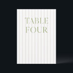 Classic Sage Green & Beige Wedding Table Number<br><div class="desc">This elegant table number features a soft beige striped background with refined sage green serif typography and subtle script accents. Designed for garden weddings, refined receptions, and timeless outdoor celebrations. Coordinates with the “Iris” Wedding Invitation Collection — click the collection link on this page to find matching items like menus,...</div>