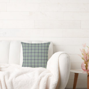 Classic Sage Green Blue Grey Tartan Plaid Pattern Cushion