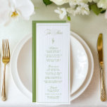 Classic Sage Green & Blue Striped Wedding Menu<br><div class="desc">A refined wedding menu card designed with soft sage green and blue vertical stripes, timeless serif fonts, and romantic script accents. Personalised initials appear on the back (optional and fully editable). Ideal for garden weddings, summer receptions, or classic outdoor celebrations. Part of the “Iris” Wedding Collection — explore the full...</div>