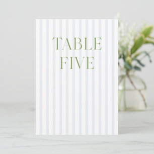 Classic Sage Green & Blue Wedding Table Number