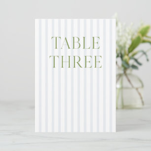 Classic Sage Green & Blue Wedding Table Number