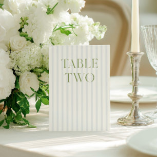 Classic Sage Green & Blue Wedding Table Number