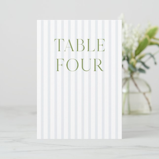 Classic Sage Green & Blue Wedding Table Number (Standing Front)