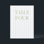 Classic Sage Green & Blue Wedding Table Number<br><div class="desc">This elegant table number features a soft blue striped background with refined sage green serif typography and subtle script accents. Designed for garden weddings, refined receptions, and timeless outdoor celebrations. Coordinates with the “Iris” Wedding Invitation Collection — click the collection link on this page to find matching items like menus,...</div>