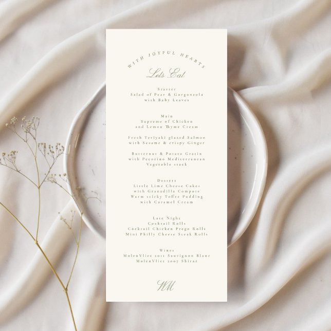Classic Sage Green Calligraphy Formal Wedding Menu (Creator Uploaded)