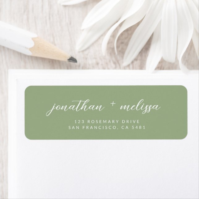 Classic Sage Green Calligraphy Wedding Address (Insitu)