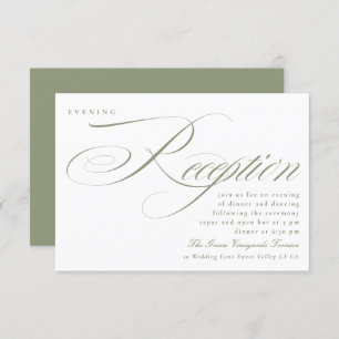 Classic Sage Green Calligraphy Wedding Reception Invitation