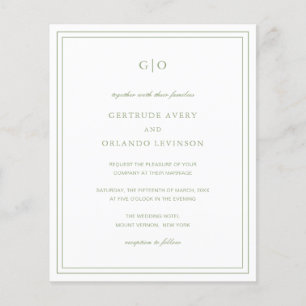 Classic Sage Green Elegant Wedding Invitation