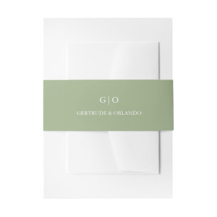 Classic Sage Green Elegant Wedding Invitation Belly Band