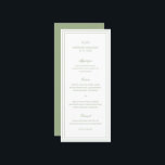 Classic Sage Green Elegant Wedding Menu<br><div class="desc">Classic style sage green wedding menu featuring a simple and minimal design with your monogram, names and wedding date at the top along with your menu surrounded by a double border. The fonts alternate between and elegant script, a traditional serif and minimalist sans serif fonts. This menu is great for...</div>